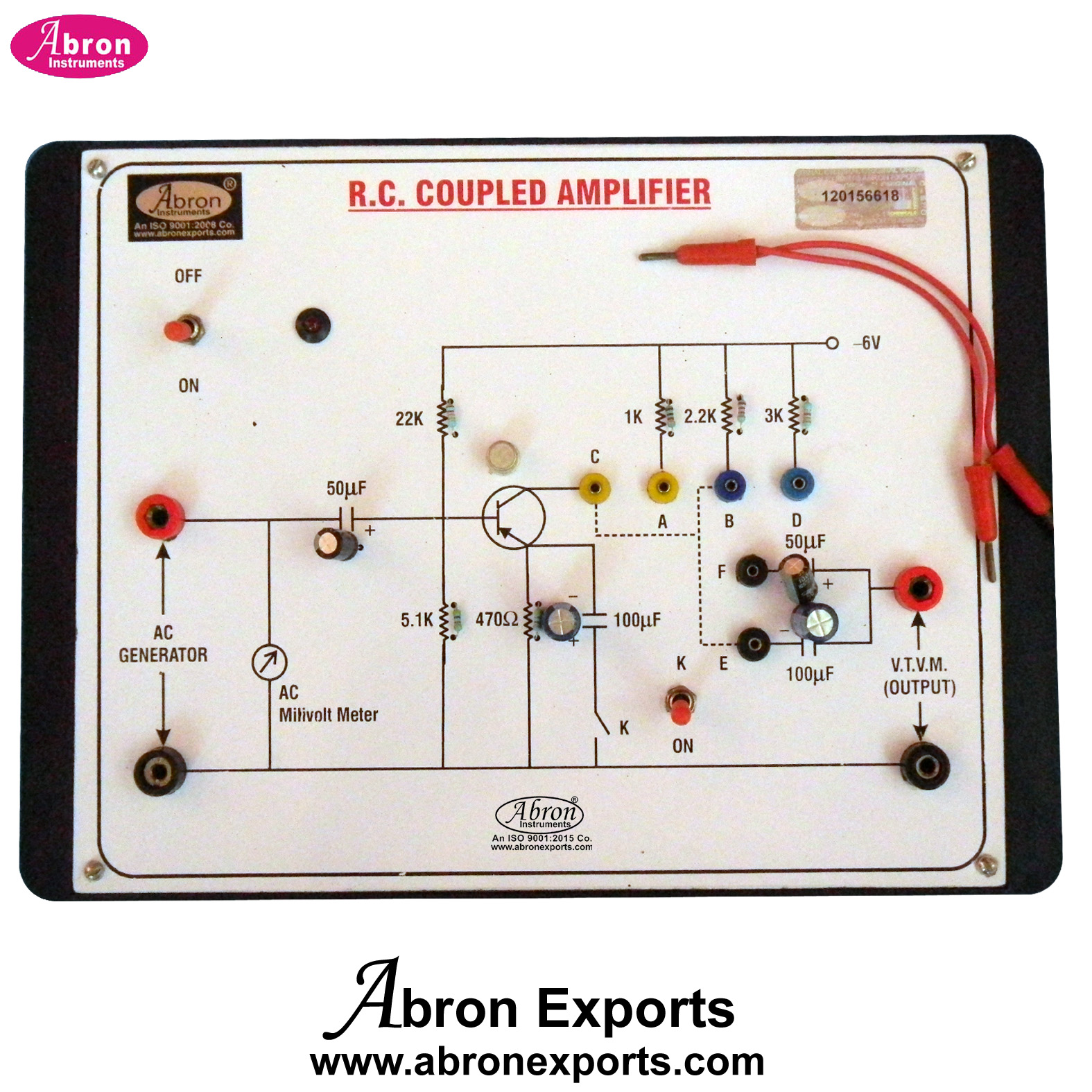 ETB RC Single Stage Coupled Amplifier output to Study on CRO Electronic Training Board Sockets Supply Abron AE-1258RC1 